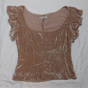 Size 2 Reformation pink velvety top with flutter sleeves